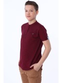 Jungen-T-Shirt mit Knöpfen, Burgunderrot NDZ8417 – Online-Shop – Boutique